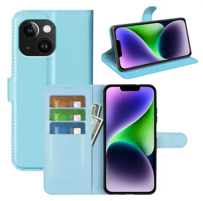Obrázek produktu pro Pro Apple iPhone 15 Plus Smart mobilní telefon pouzdro světle modré pouzdro umělé kůže kryt pouzdro kniha