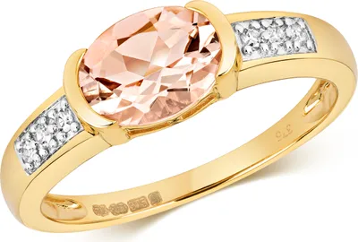 Produktbild von Edler 9 Karat (375) Gold Damen - Diamant Solitärring Brillant-Schliff 0.06 Karat mit Morganit, 57 (18.1); TRS11025RSP