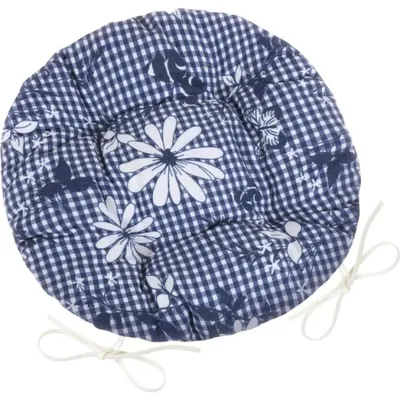 Produktbild von DITA rundes, gestepptes Sitzkissen - Durchmesser 40 cm - Blau