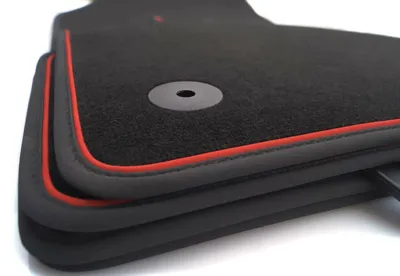 Produktbild von Fußmatten passend für VW ID 3 ID.3 Premium Velours Automatten Matten Rot Schwarz