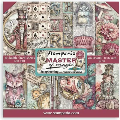 Produktbild von STAMPERIA Set 10 Blatt 30,5x30,5cm doppelseitig Scrapbooking Papier, Master of Magic