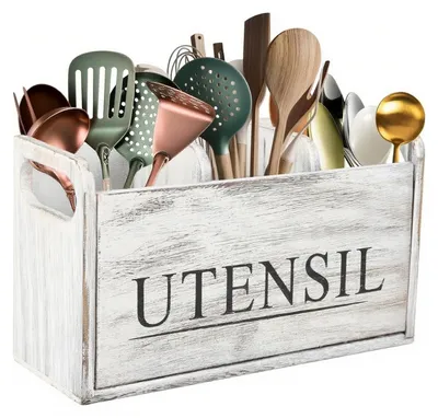Productafbeelding van Solidchoice - Houten Keukenhulphouder met 3 Compartimenten, Wit