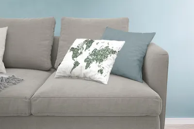 Produktbild von MuchoWow® Zierkissen Sofakissen Wohnzimmer Dekokissen 60x40 cm Weltkarte - Blätter - Tropisch - Kopfkissen - Polster mit Foto