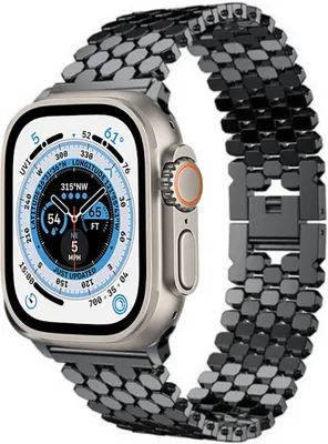 Produktbild von Strap-It Apple Watch Ultra Fischarmband Stahl (Schwarz)