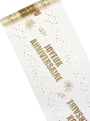 Obrázok produktu pre Organza stolový behúň Happy Birthday Gold 29 cm x 5 m – jednotná veľkosť