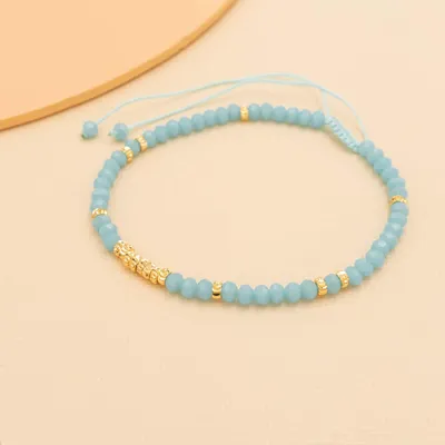 Produktbild von Vintageparts Perlenarmband Giulia Glasschliff aquamarin Makramee, 1 Stück