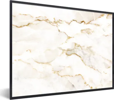 Produktbild von MuchoWow® Gerahmtes Poster Marmor - Limette - Gold - Luxus - Marmoroptik - Weiß 40x30 cm - Poster mit Schwarzem Bilderrahmen Wandposter Rahmen Foto Bilder - Kunstposter - Wanddekorationen