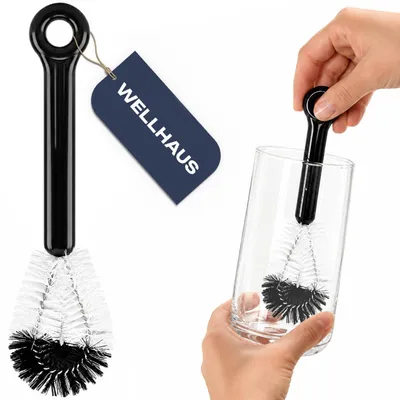 Obrázok produktu pre WELLHAUS Kefa na fľaše a poháre, 17 cm, čierno-biela, nepoškriabe