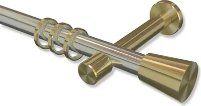 Produktbild von Interdeco Gardinenstange, Vorhangstange Edelstahl-Optik / Messing-Optik Modell Prestige Sitra, 20 mm Ø 1-läufig, 600 cm (geteilt)