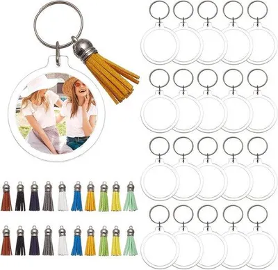 Obrázok produktu pre Sada akrylových fotorámčekov na kľúčenky s štetcami a polotovarmi pre DIY projekty