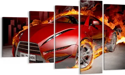Produktbild von Bild auf Leinwand - Leinwandbild - Auto Flammen Rot - 100x60cm - Wand Bild - Wanddeko - Wandbilder - Leinwanddruck - Bilder - Kunstdruck - Wanddekoration - Leinwand bilder - Wandkunst - EG100x60-0200