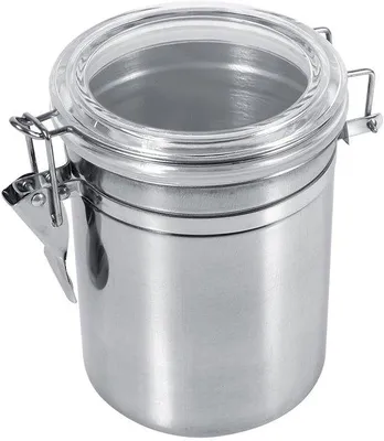 Immagine prodotto di Contenitori in acciaio per caffè - Ermetici - Contenitori per muesli - Con coperchio e chiusura a clip