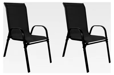 Produktbild von 2 Stück XL Stapelsessel Gartenstuhl mit Textilenbespannung schwarz