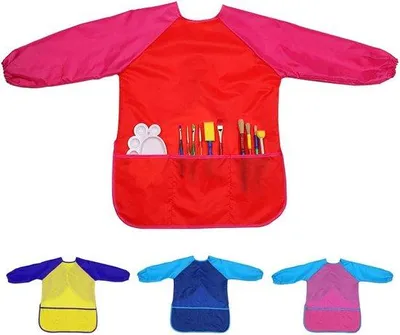 Produktbild von Famanu Kinderschürze mit langen Ärmeln und 3 Taschen - für Kinder von 8-10 Jahren