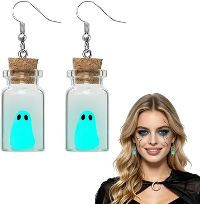 Obrázok produktu pre Náušnice na Halloween, motív: duch, svietiace, visiace, vhodné na Halloween