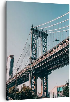 Produktbild von Bild auf Leinwand - Leinwandbild - Einteilig - Manhattan Brücke Brücke - 50x70cm - Wand Bild - Wanddeko - Wandbilder - Leinwanddruck - Wanddekoration - Leinwand bilder - Wandbild - PA50x70-4675