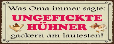 Produktbild von vianmo Holzschild 10x27 cm ungefickte Hühner gackern am lautesten