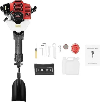 Productafbeelding van 52cc Grondfrees, benzine, 2-takt motor, voor tuin, boom, graafwerkzaamheden, 1900W, handzaam benzine-graafmachine, boomverplantingsmachine met 50 x 17cm schep, grondfrees voor tuin, boerderij