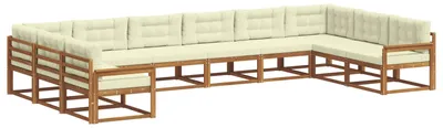 Produktbild von vidaXL Outdoor-Sofagarnitur mit Kissen 10 pcs Natur und Creme