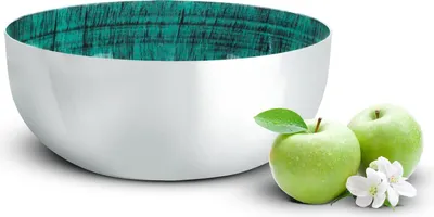 Produktbild von Große Dekoschale Ø26cm Obstschale Silber/Türkis Metall Schale Tablett Schüssel