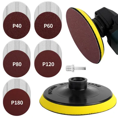 Immagine prodotto di Set di 50 dischi abrasivi, diametro 125 mm, con sistema di fissaggio a velcro, per smerigliatrice angolare
