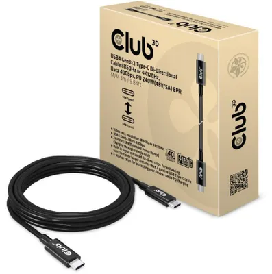 Produktbild von Club 3D USB4 GEN3X2 Typ-C BIDirektionales Kabel, 3 Meter