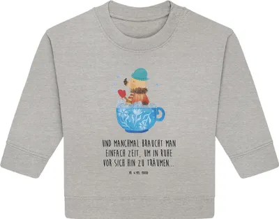 Produktbild von Mr. & Mrs. Panda Organic Baby Pullover Nachtfalter Schaumbad 6. - 12. Monat - Heather Grey - Geschenk, Bad, Lustige Sprüche, WC, Badezimmer, Träumen, Tasse, Bullover