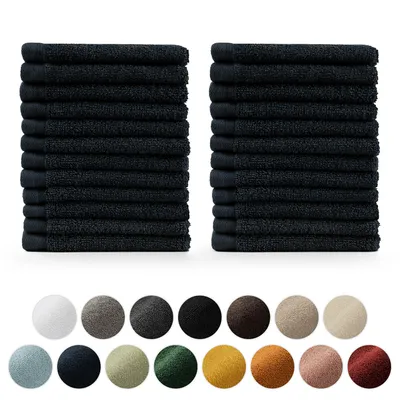 Immagine prodotto di Set di asciugamani in spugna premium Blumtal con asole per appendere - cotone  Oeko-TEX, morbido, altamente assorbente - 24x asciugamani per ospiti (30x30 cm), blu scuro