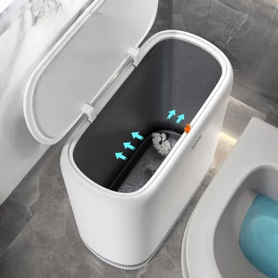 Immagine prodotto di JOYBOS, cestino da bagno, contenitore con coperchio a pressione, 10 litri, resistente agli odori