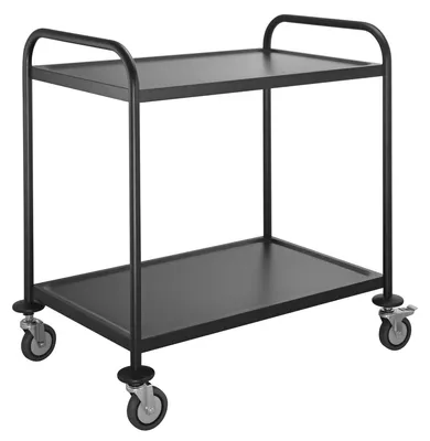 Produktbild von GastroHero Servierwagen Edelstahl Schwarz 2 Etagen Transportwagen Abräumwagen Küchenwagen mit Rollen ECO 2