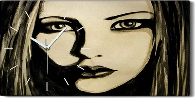 Produktbild von Wanduhr Bürouhr Leinwand Bild 60x30 Foto Wand Porträt Frau Mädchengesicht - weiße Hände
