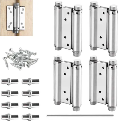 Produktbild von 4 Stück Pendeltürscharnier Edelstahl, 120mm Pendeltürbeschlag Selbstschließend, Schwingtür Scharnier, 15 kg Tragfähigkeit, Federscharnier für Theke, Pendeltür Schwingtür und Holztüren