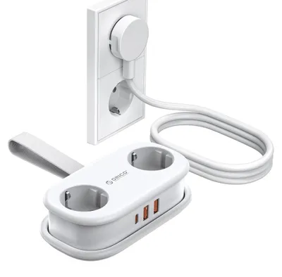 Produktbild von Orico AP3 20W GaN 5-in-1 Steckdosenleiste (2x Netzanschluss + 2x USB-A + 1x USB-C) – Weiß