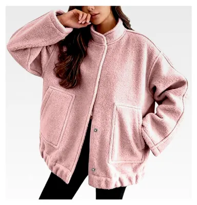 Produktbild von Damen Teddy Fleecejacke Strickjacke Freizeitjacke Warme Plüschjacke Einfarbig Kuscheljacke Winterjacke Oversize Jacke Strickfleecejacke Mantel Oberbekleidung