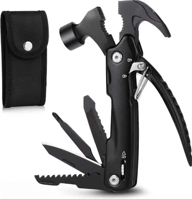 Produktbild von Multifunktionshammer, 12 in 1 Multitool Hammer, Faltbare Multifunktionswerkzeuge mit Flaschenöffner Schraubendreher Geschenke für Männer, Multitool Werkzeug für Outdoor, Camping, Notausgang