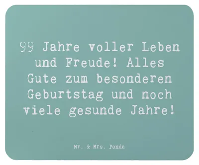 Produktbild von Mr. & Mrs. Panda Mauspad Spruch 99. Geburtstag - Meeresbrise - Geschenk, Mousepad, gesunde Jahre, Alter, herzliche Glückwünsche, mousematte, Meilenstein, pc, Mouse Pad