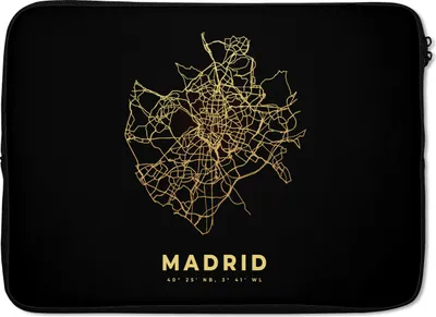 Produktbild von MuchoWow® Laptop Hülle 13 Zoll Madrid - Spanien - Karte - Gold Laptoptasche - Laptophülle - Sleeve - Rundumschutz