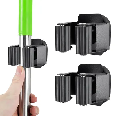 Productafbeelding van Set van 2 magnetische bezemhouders, zonder boren, voor garage en keuken