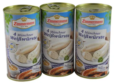 Produktbild von Münchner Weißwürste 3er Pack (3 Dosen à 4 Stück / 250 g)