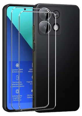 Produktbild von 2in1 Schutz Cover Set für das Xiaomi 14 besteht aus 2x 9H Glas Folie Display Schutzfolie und 1x Silikon Case Schutzhülle - Hülle in Schwarz