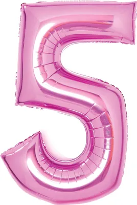 Image de AMSCAN 9914045 Ballon de baudruche XL numéro 5 - 63 cm, rose