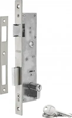 Image de Serrure encastr. à cylindre pour menuiserie métallique, axe 30mm, L 45, bouts carrés, cylindre 30x30mm, inox, 3 clés - THIRARD