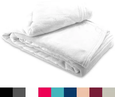Produktbild von Fleece Kuscheldecke 150x200 cm Flauschiges Polyester Weiß Kuschelig Warm Tagesdecke