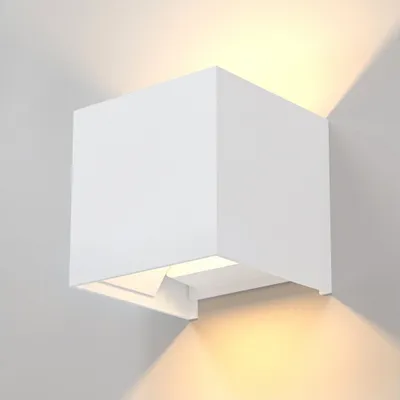 Zdjęcie produktu dla Optimumx Lampy ścienne LED wewnętrzne/zewnętrzne 12W Wewnętrzne W górę i w dół Regulowana wiązka światła 3000K Ciepła biel IP65 Biały, 4szt