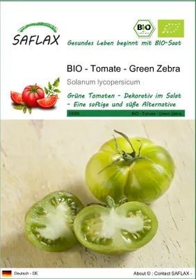 Produktbild von SAFLAX - BIO - Tomate - Green Zebra - Solanum lycopersicum - 10 Samen