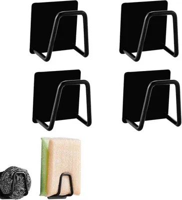 Produktbild von Schwarze selbstklebende Spülbürstenhalter 4 Stück RVS