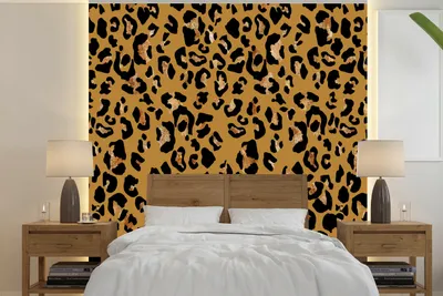Produktbild von MuchoWow® Fototapete für Wohnzimmer oder Schlafzimmer Wandtapete Vinyl Motivtapete Pantherdruck - Gelb - Gold - 260x260 cm - Papiertapeten