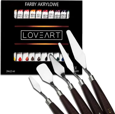 Obrázok produktu pre Loveart akrylové farby 24x12ml Špachtle na maľovanie 5 kusov