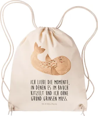 Produktbild von Mr. & Mrs. Panda Jutebeutel Robbe Liegen - Transparent - Geschenk, Robben, Nordsee, festival rucksack, Meerestier, wander, Ostsee, Turnbeutel, Lustige Sprüche, Gymbag