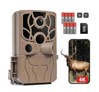 Produktbild von 4K 48MP Wildkamera mit Handyübertragung APP Wildkamera Wlan mit Bewegungsmelder Nachtsicht 120 ° Weitwinkel Wildtierkamera IP66 Wasserdicht